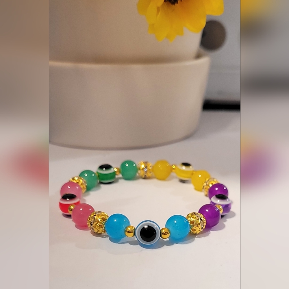 Multicolor Evil Eye Beaded Protection Mal De Ojo Luck Fashion Bracelet